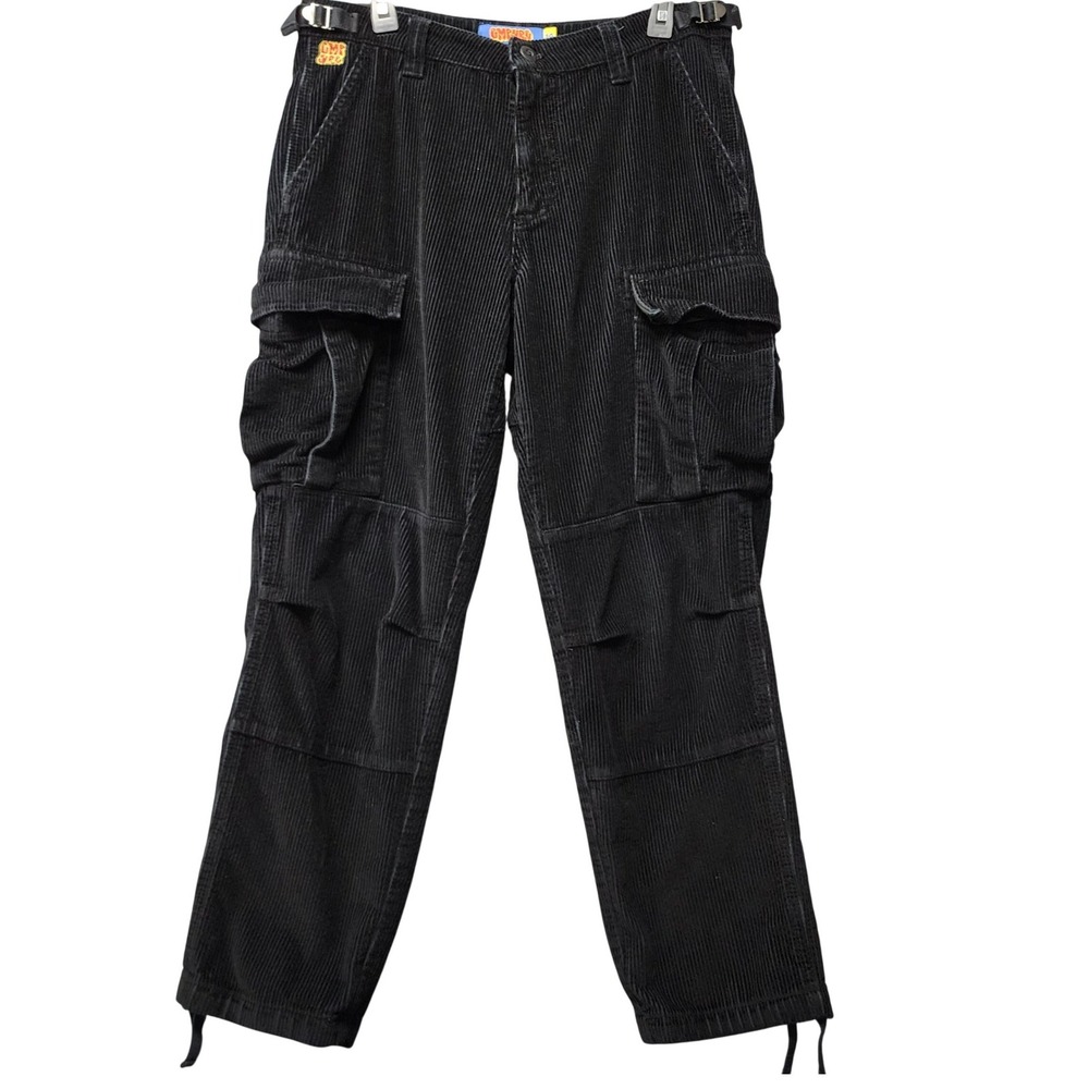 Empyre Corduroy Cargo‎ Pants Mens 30x28 Black Relaxed Baggy Double Knee PLS READ